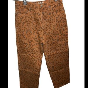 Leopard straight legged jeans